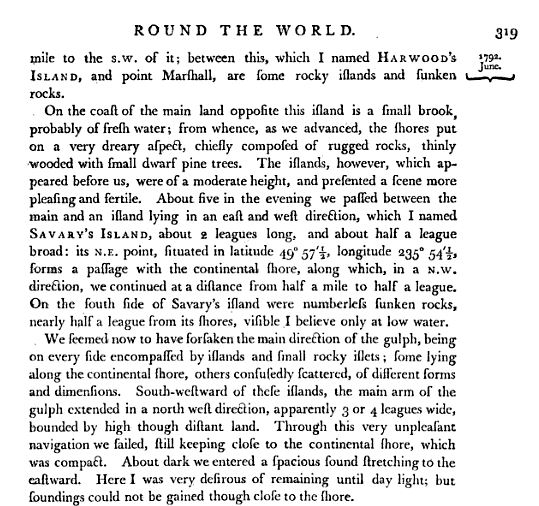 Captain Vancouver gives Savary its name