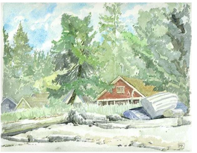 Kingarth from North Beach (water-colour by Michael Kluckner, 2003)
